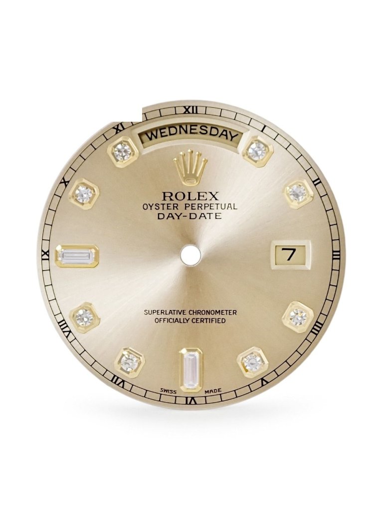 Rolex Watch Parts Day Date Dial Stainless Steel Diamond Champagne Gold Baguette